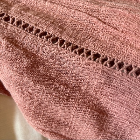 J. Jill Pink Coral Woven Lace Sleeve Top. Size Small. - Picture 6 of 10